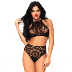 Leg Avenue Lace Top And High Waist String Leg Avenue Lace Top And High Waist String