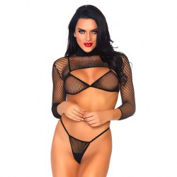 Leg Avenue Net Top Thong And Bra UK 6 to 12 Leg Avenue Net Top Thong And Bra UK 6 to 12
