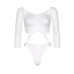 Leg Avenue Top Bodysuit with Thong White UK 6 to 12