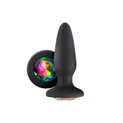 Glams Silicone Rainbow Gem Butt Plug Black Glams Silicone Rainbow Gem Butt Plug Black