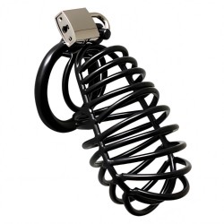 Black Metal Male Chastity Device With Padlock Black Metal Male Chastity Device With Padlock