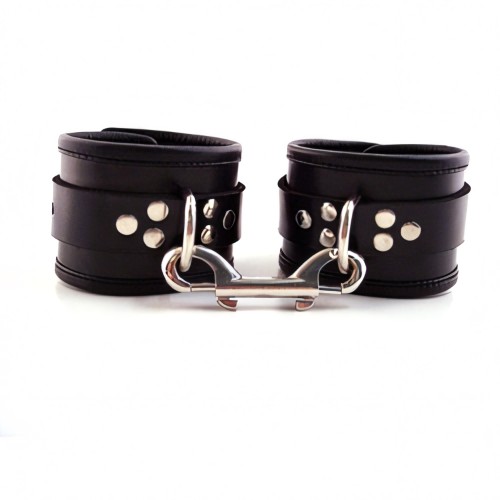 Rouge Garments Black Leather Ankle Cuffs With Piping